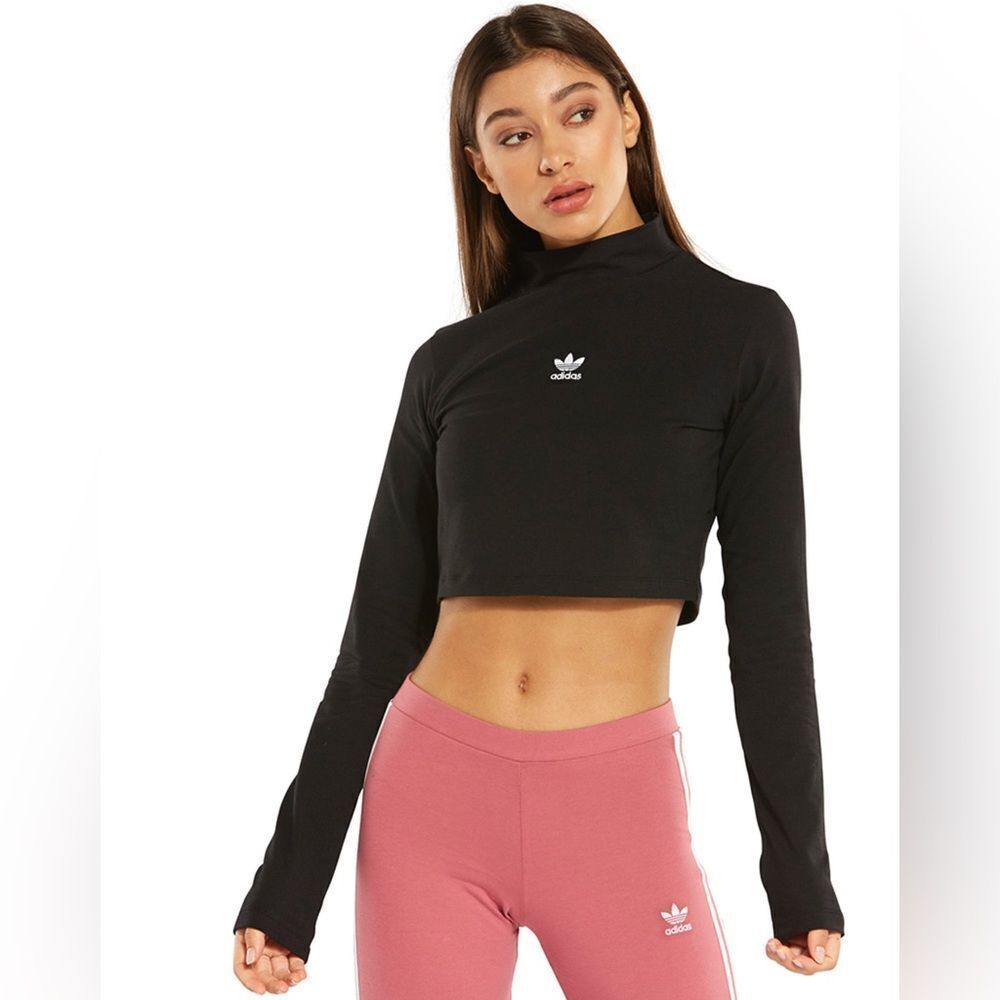 ADIDAS Cropped Black Gym Top Sz S